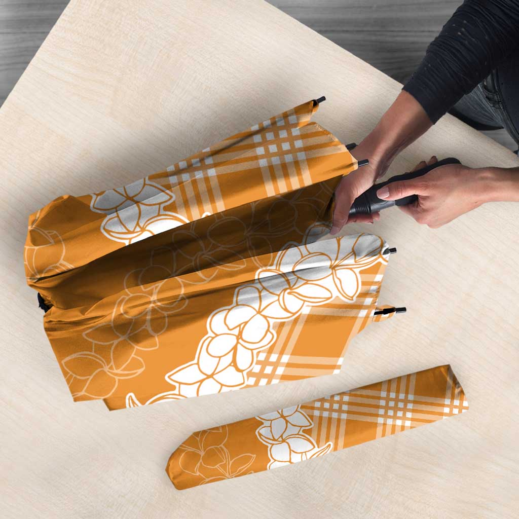 Hawaii Aloha Plumeria Lei Orange Palaka Umbrella - Polynesian Pride