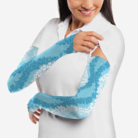 Hawaii Aloha Plumeria Lei Turquoise Palaka Arm Sleeves - Polynesian Pride