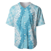 Hawaii Aloha Plumeria Lei Turquoise Palaka Baseball Jersey - Polynesian Pride