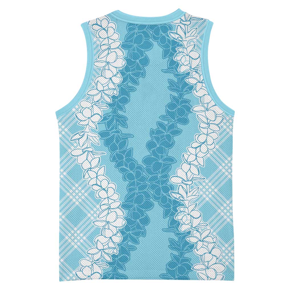 Hawaii Aloha Plumeria Lei Turquoise Palaka Basketball Jersey - Polynesian Pride