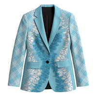 Hawaii Aloha Plumeria Lei Turquoise Palaka Blazer - Polynesian Pride