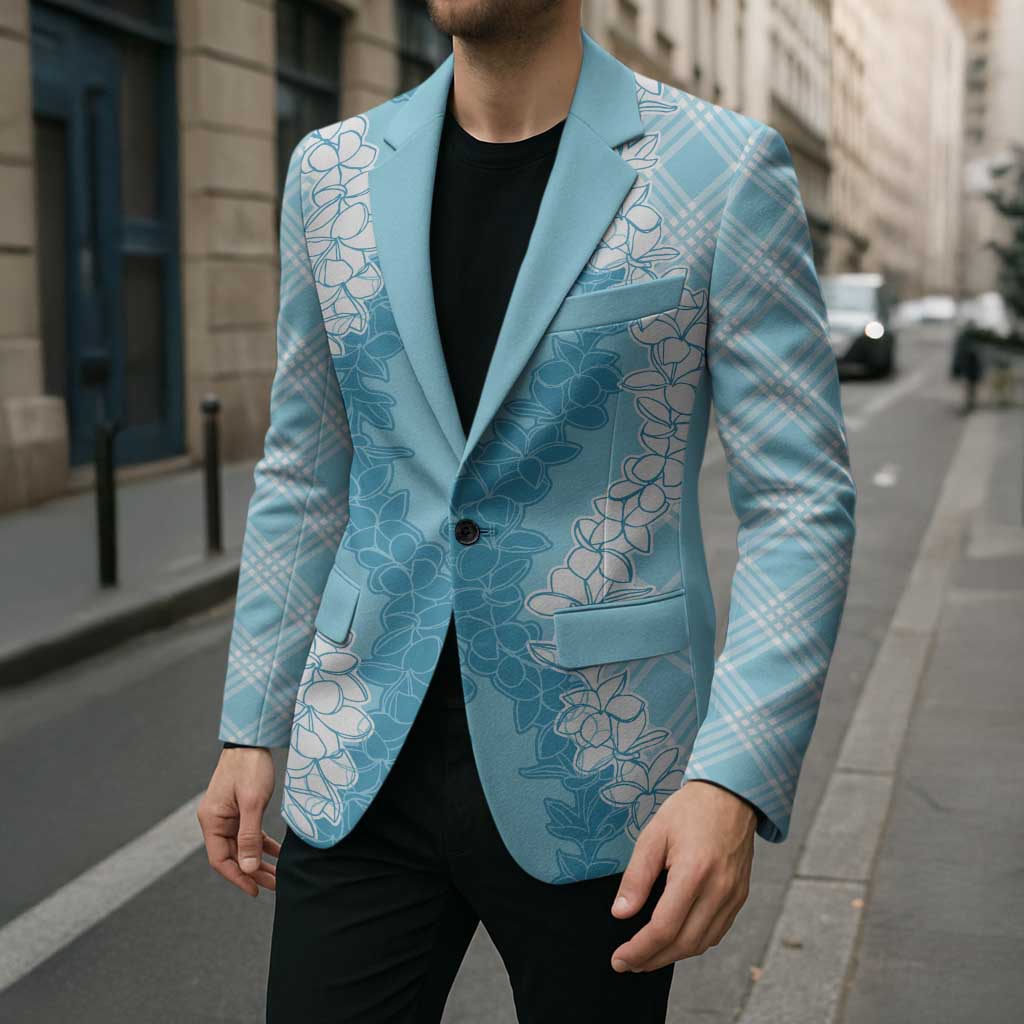 Hawaii Aloha Plumeria Lei Turquoise Palaka Blazer - Polynesian Pride
