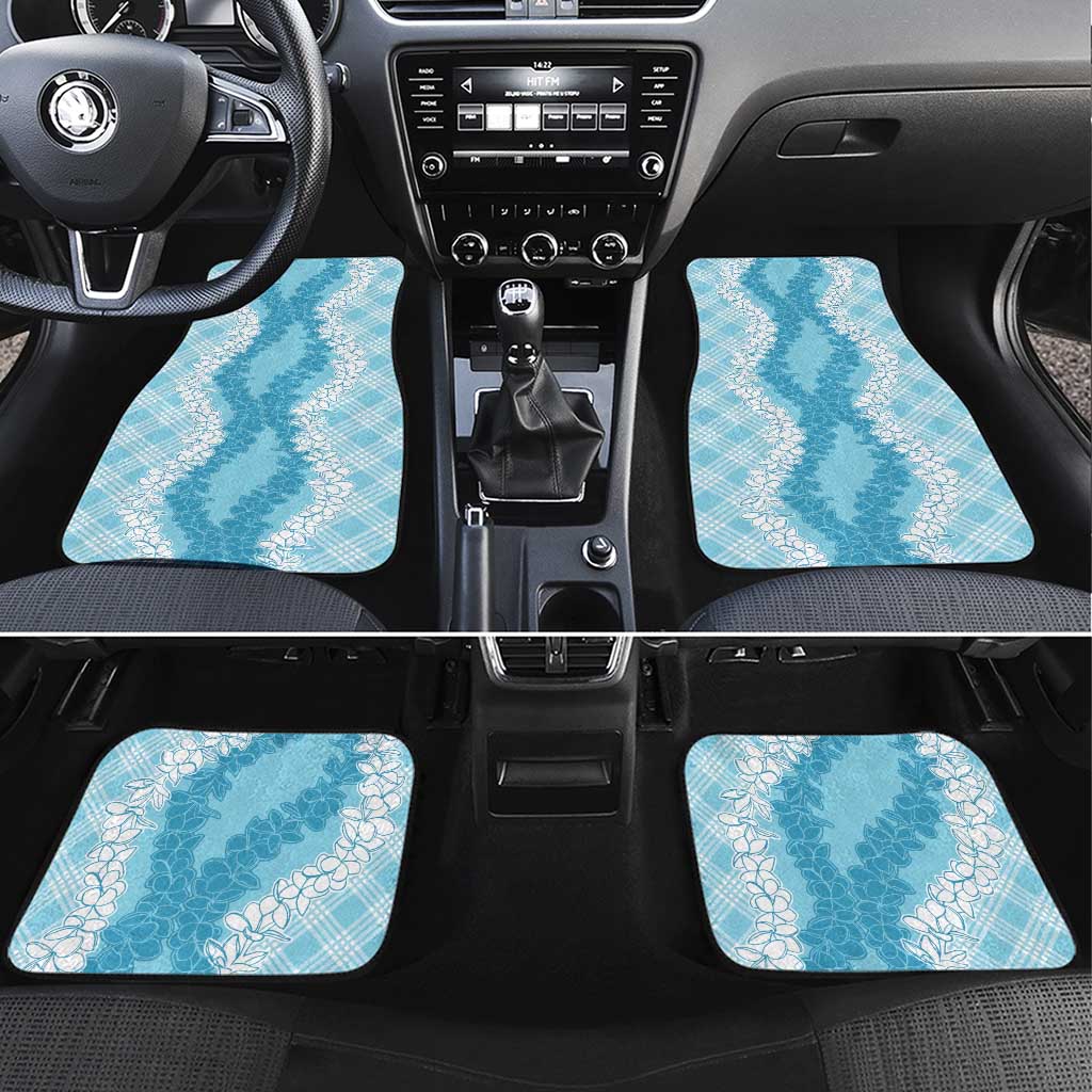 Hawaii Aloha Plumeria Lei Turquoise Palaka Car Mats - Polynesian Pride