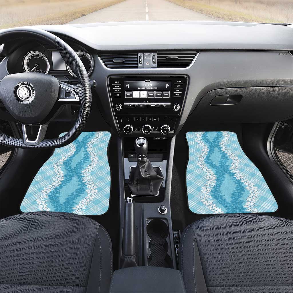 Hawaii Aloha Plumeria Lei Turquoise Palaka Car Mats - Polynesian Pride