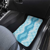 Hawaii Aloha Plumeria Lei Turquoise Palaka Car Mats - Polynesian Pride