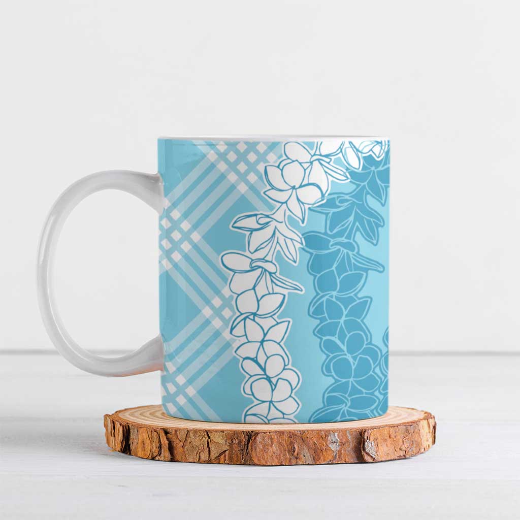 Hawaii Aloha Plumeria Lei Turquoise Palaka Ceramic Mug - Polynesian Pride