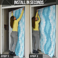 Hawaii Aloha Plumeria Lei Turquoise Palaka Door Cover - Polynesian Pride