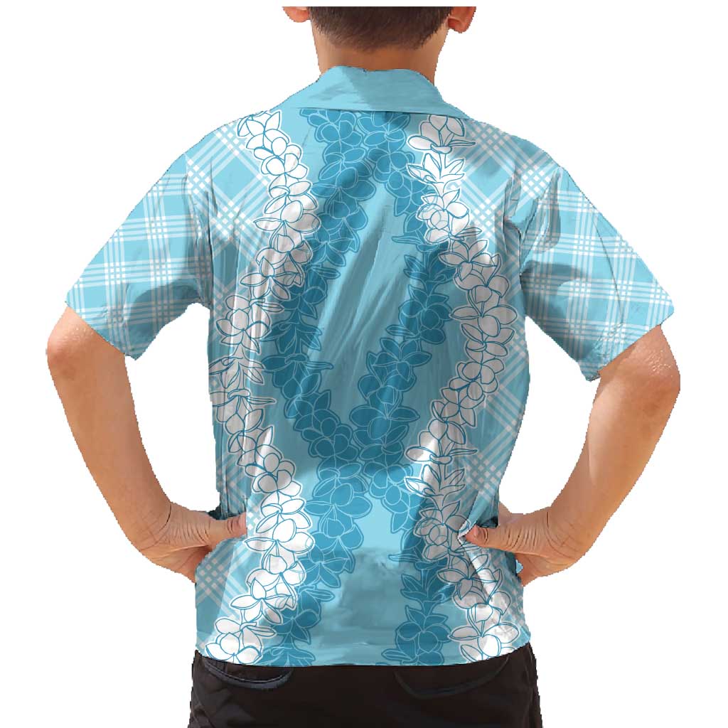 Hawaii Aloha Plumeria Lei Turquoise Palaka Family Matching Mermaid Dress and Hawaiian Shirt - Polynesian Pride