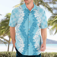 Hawaii Aloha Plumeria Lei Turquoise Palaka Hawaiian Shirt - Polynesian Pride