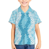 Hawaii Aloha Plumeria Lei Turquoise Palaka Hawaiian Shirt - Polynesian Pride