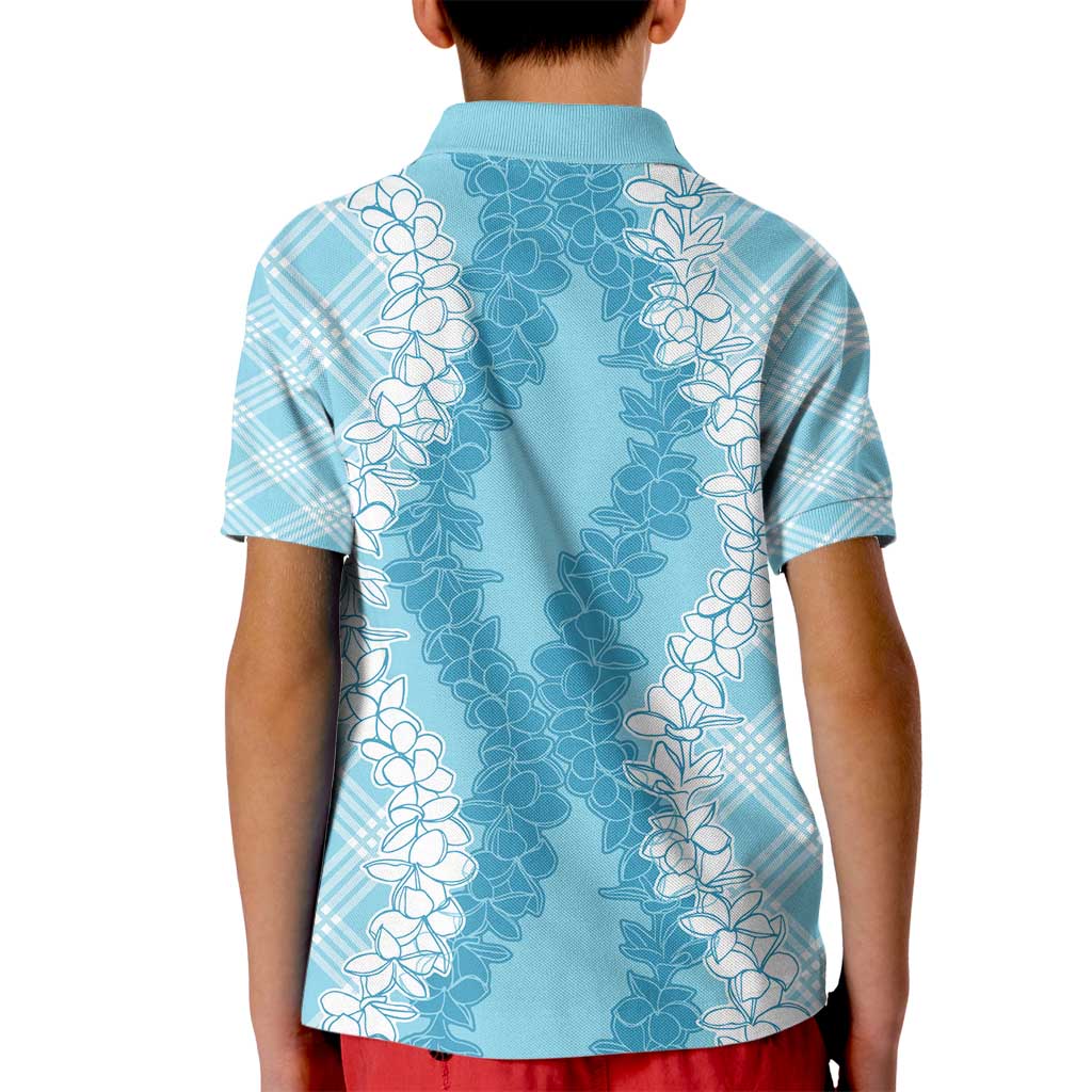 Hawaii Aloha Plumeria Lei Turquoise Palaka Kid Polo Shirt - Polynesian Pride