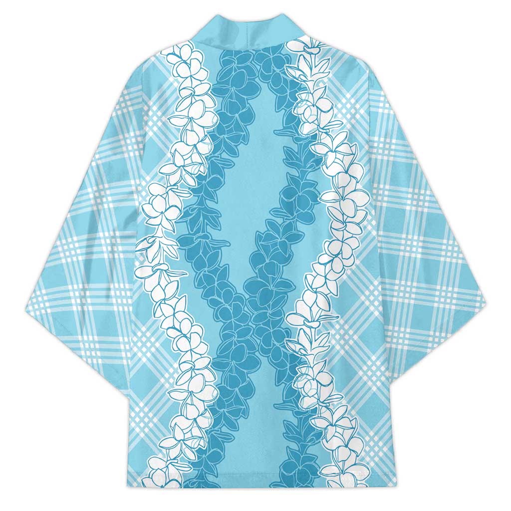 Hawaii Aloha Plumeria Lei Turquoise Palaka Kimono - Polynesian Pride