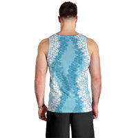 Hawaii Aloha Plumeria Lei Turquoise Palaka Men Tank Top - Polynesian Pride