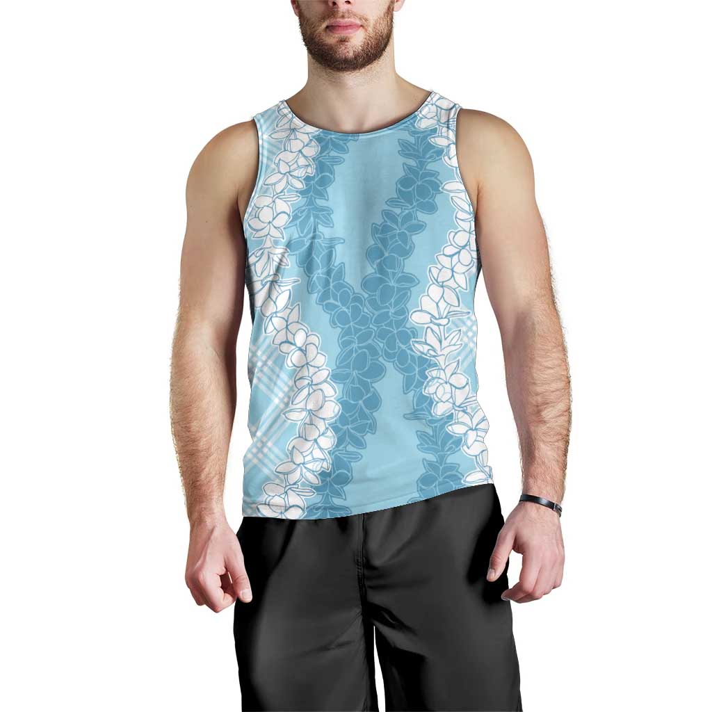 Hawaii Aloha Plumeria Lei Turquoise Palaka Men Tank Top - Polynesian Pride