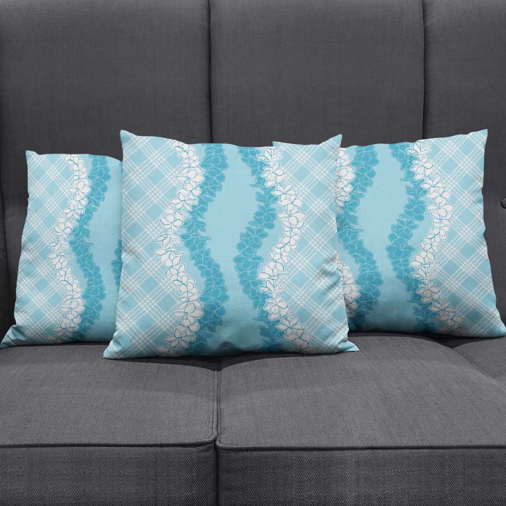 Hawaii Aloha Plumeria Lei Turquoise Palaka Pillow Cover - Polynesian Pride