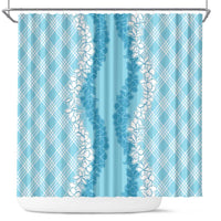Hawaii Aloha Plumeria Lei Turquoise Palaka Shower Curtain - Polynesian Pride