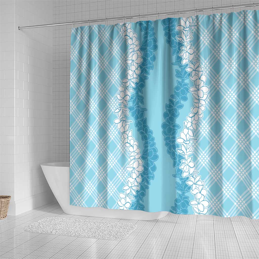 Hawaii Aloha Plumeria Lei Turquoise Palaka Shower Curtain - Polynesian Pride