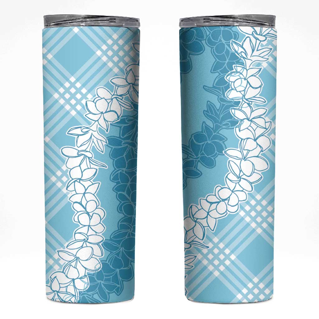 Hawaii Aloha Plumeria Lei Turquoise Palaka Skinny Tumbler - Polynesian Pride