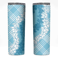 Hawaii Aloha Plumeria Lei Turquoise Palaka Skinny Tumbler - Polynesian Pride