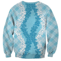 Hawaii Aloha Plumeria Lei Turquoise Palaka Sweatshirt - Polynesian Pride