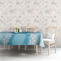 Hawaii Aloha Plumeria Lei Turquoise Palaka Tablecloth - Polynesian Pride