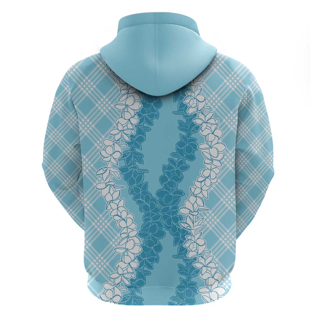 Hawaii Aloha Plumeria Lei Turquoise Palaka Zip Hoodie - Polynesian Pride