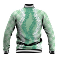 Hawaii Aloha Plumeria Lei Mint Palaka Baseball Jacket - Polynesian Pride