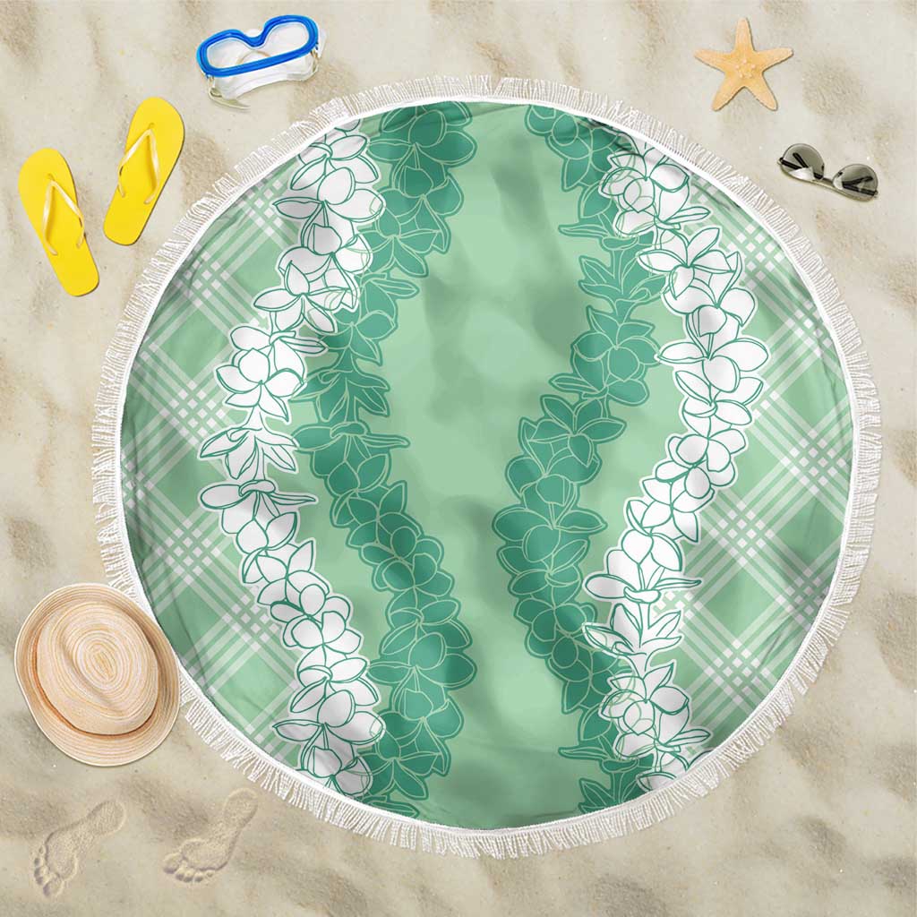 Hawaii Aloha Plumeria Lei Mint Palaka Beach Blanket - Polynesian Pride