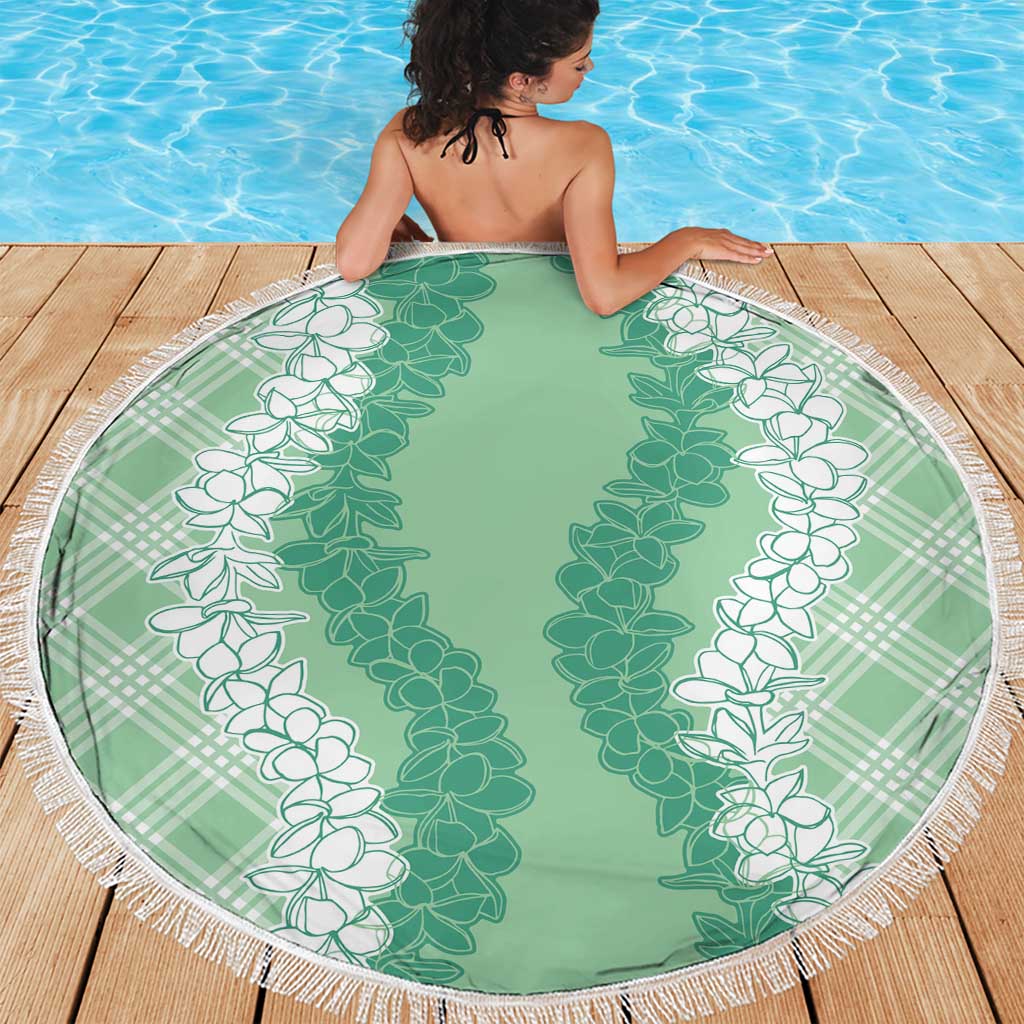 Hawaii Aloha Plumeria Lei Mint Palaka Beach Blanket - Polynesian Pride
