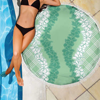 Hawaii Aloha Plumeria Lei Mint Palaka Beach Blanket - Polynesian Pride