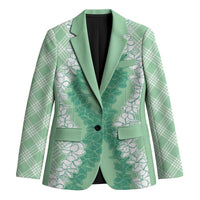 Hawaii Aloha Plumeria Lei Mint Palaka Blazer - Polynesian Pride