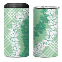 Hawaii Aloha Plumeria Lei Mint Palaka 4 in 1 Can Cooler Tumbler - Polynesian Pride