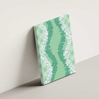 Hawaii Aloha Plumeria Lei Mint Palaka Canvas Wall Art - Polynesian Pride