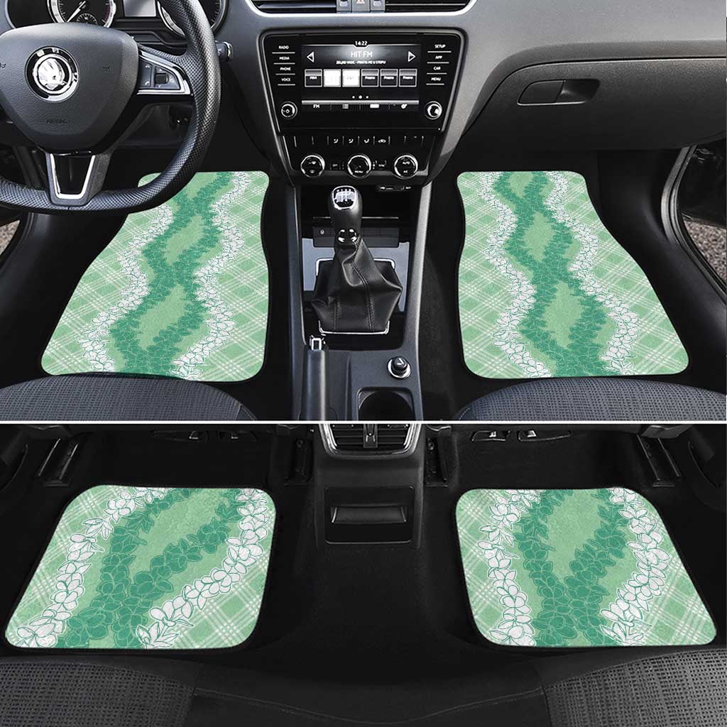 Hawaii Aloha Plumeria Lei Mint Palaka Car Mats - Polynesian Pride