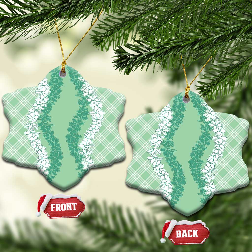 Hawaii Aloha Plumeria Lei Mint Palaka Ceramic Ornament - Polynesian Pride
