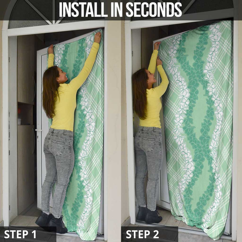 Hawaii Aloha Plumeria Lei Mint Palaka Door Cover - Polynesian Pride