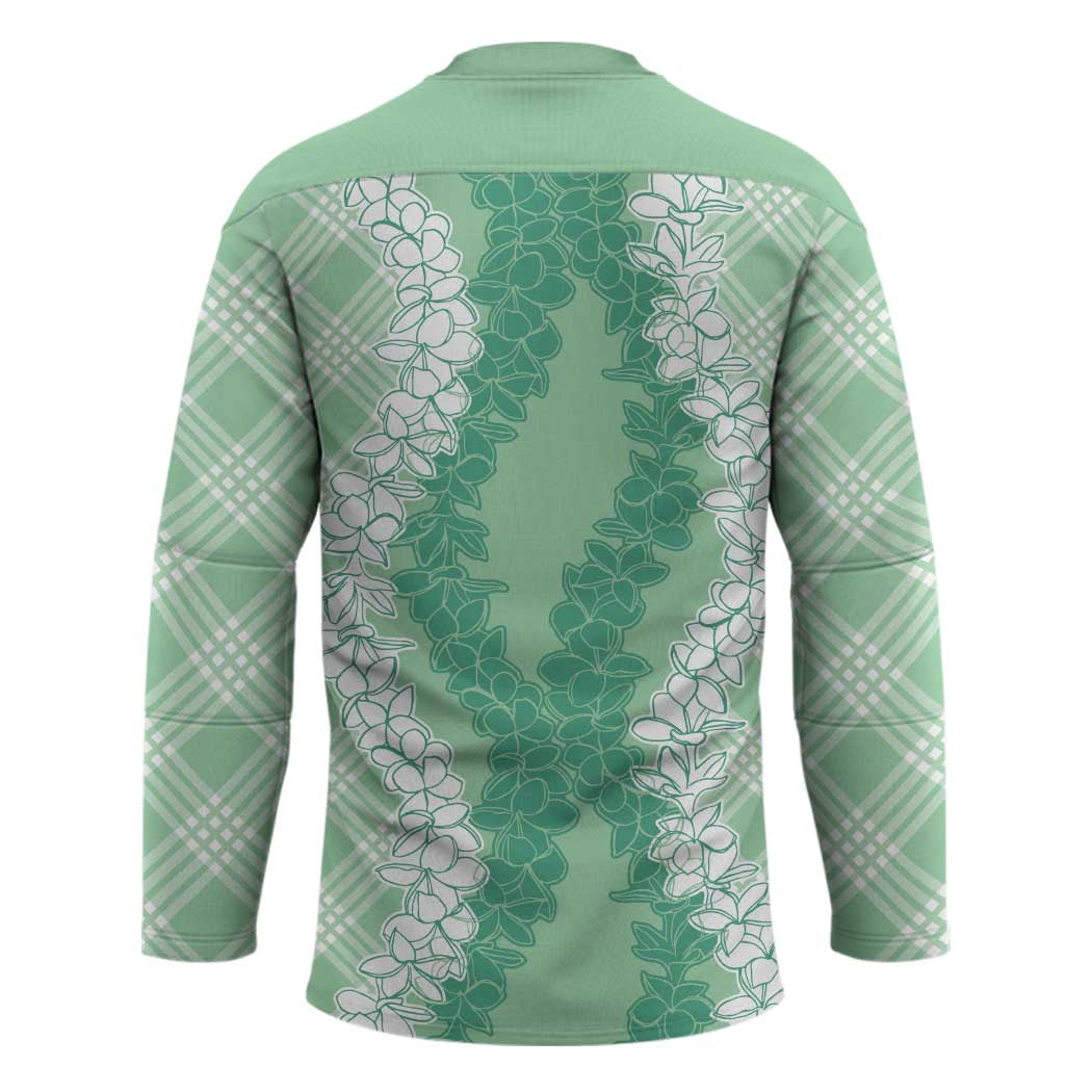 Hawaii Aloha Plumeria Lei Mint Palaka Hockey Jersey - Polynesian Pride