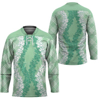 Hawaii Aloha Plumeria Lei Mint Palaka Hockey Jersey - Polynesian Pride