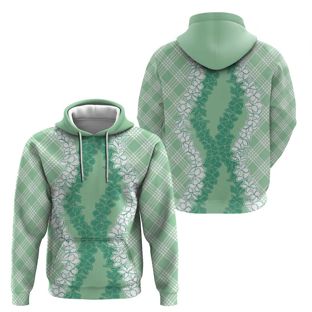 Hawaii Aloha Plumeria Lei Mint Palaka Hoodie - Polynesian Pride