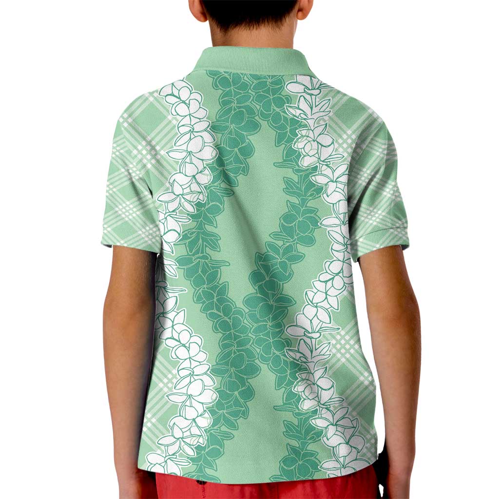 Hawaii Aloha Plumeria Lei Mint Palaka Kid Polo Shirt - Polynesian Pride