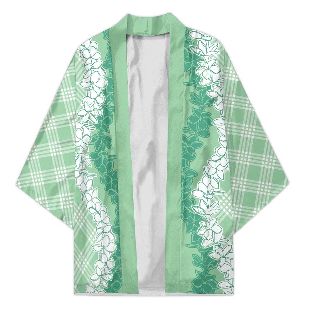 Hawaii Aloha Plumeria Lei Mint Palaka Kimono - Polynesian Pride