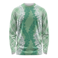 Hawaii Aloha Plumeria Lei Mint Palaka Long Sleeve Shirt - Polynesian Pride