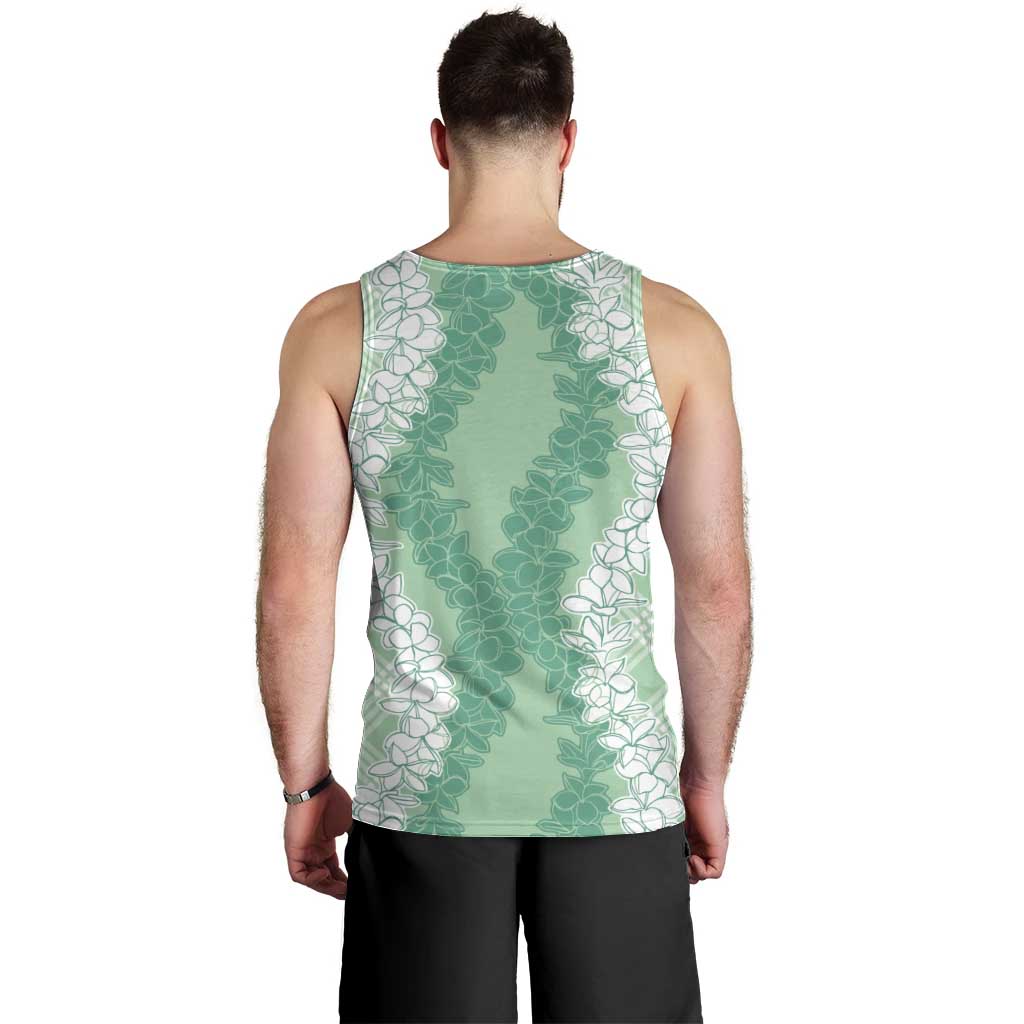 Hawaii Aloha Plumeria Lei Mint Palaka Men Tank Top - Polynesian Pride