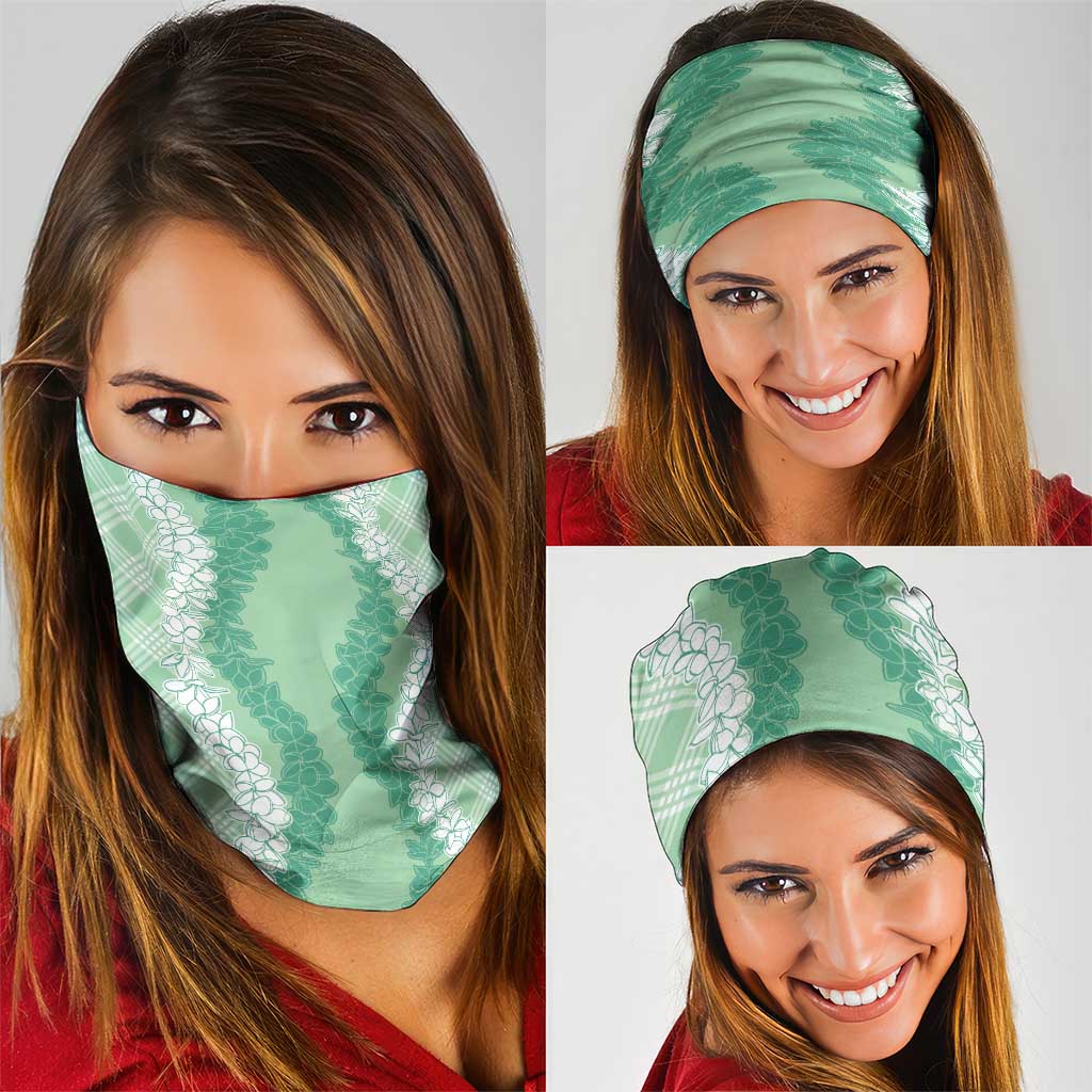 Hawaii Aloha Plumeria Lei Mint Palaka Neck Gaiter - Polynesian Pride