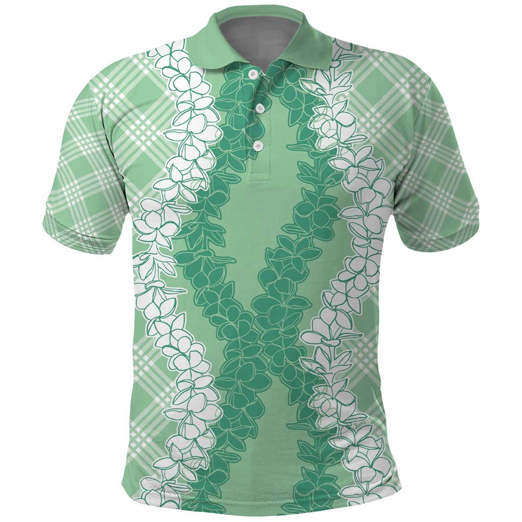 Hawaii Aloha Plumeria Lei Mint Palaka Polo Shirt - Polynesian Pride