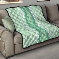 Hawaii Aloha Plumeria Lei Mint Palaka Quilt - Polynesian Pride