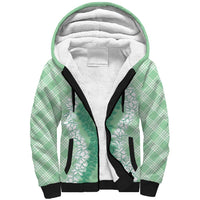 Hawaii Aloha Plumeria Lei Mint Palaka Sherpa Hoodie - Polynesian Pride