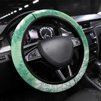 Hawaii Aloha Plumeria Lei Mint Palaka Steering Wheel Cover - Polynesian Pride