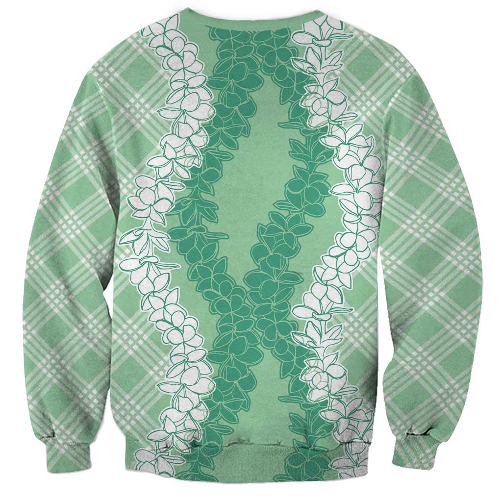 Hawaii Aloha Plumeria Lei Mint Palaka Sweatshirt - Polynesian Pride