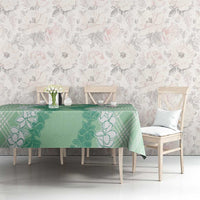 Hawaii Aloha Plumeria Lei Mint Palaka Tablecloth - Polynesian Pride